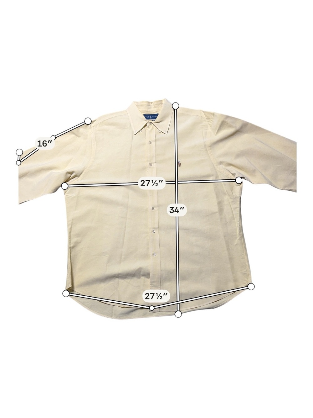 LOT OF 3 Ralph Lauren 17.5 Men's Long Sleeve Oxford Button-Down Shirts Classic - Picture 9 of 16
